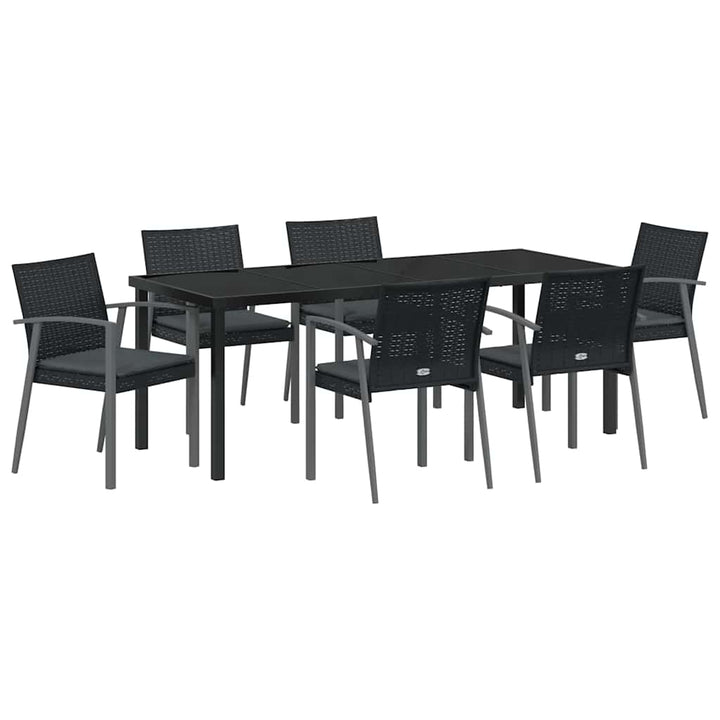 Have Spisebordssæt 7 pcs Sort og grå PE Rattan
