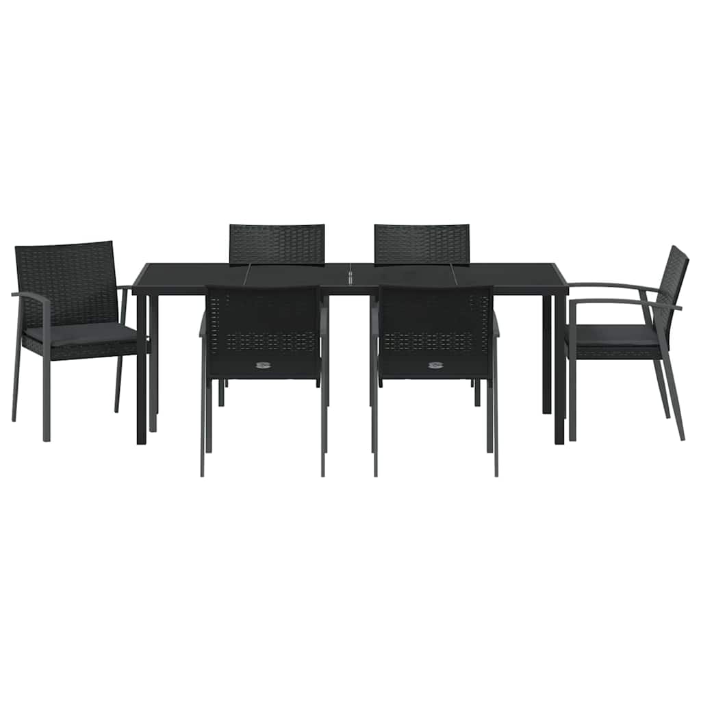 Have Spisebordssæt 7 pcs Sort og grå PE Rattan