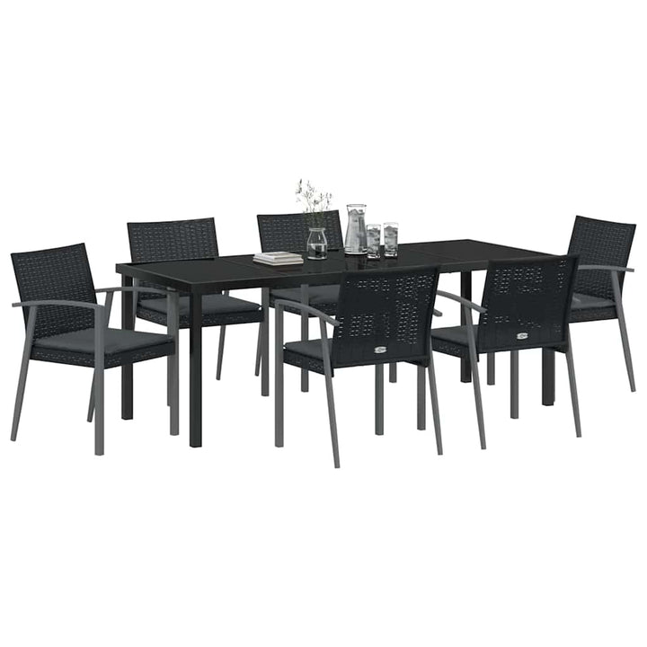Have Spisebordssæt 7 pcs Sort og grå PE Rattan