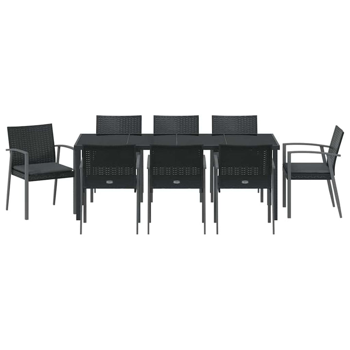 Have Spisebordssæt 9 pcs Sort og grå PE Rattan