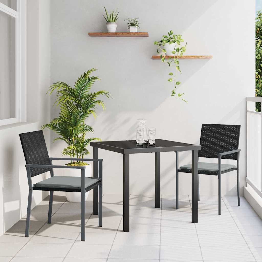 Have Spisebordssæt 3 pcs Sort og Lys Grå PE Rattan