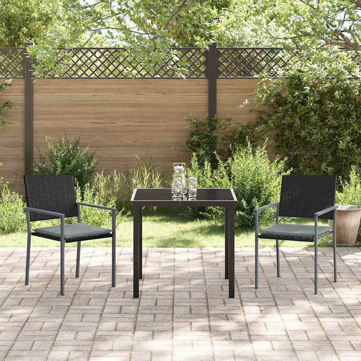 Have Spisebordssæt 3 pcs Sort og Lys Grå PE Rattan
