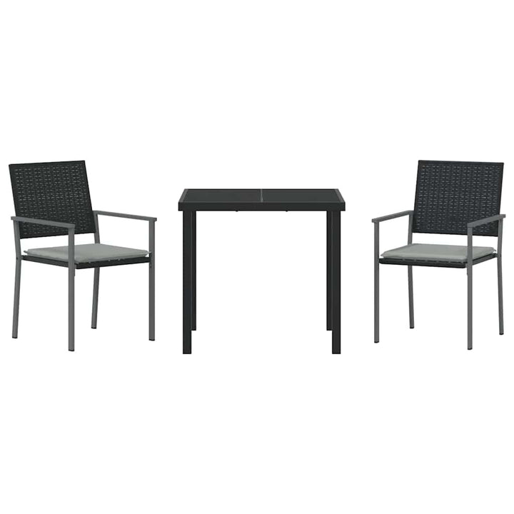 Have Spisebordssæt 3 pcs Sort og Lys Grå PE Rattan