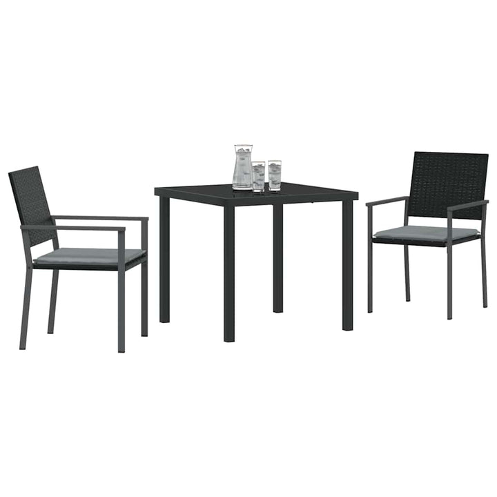 Have Spisebordssæt 3 pcs Sort og Lys Grå PE Rattan