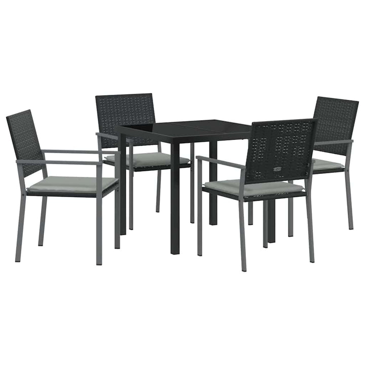 Have Spisebordssæt 5 pcs Sort og Lys Grå PE Rattan