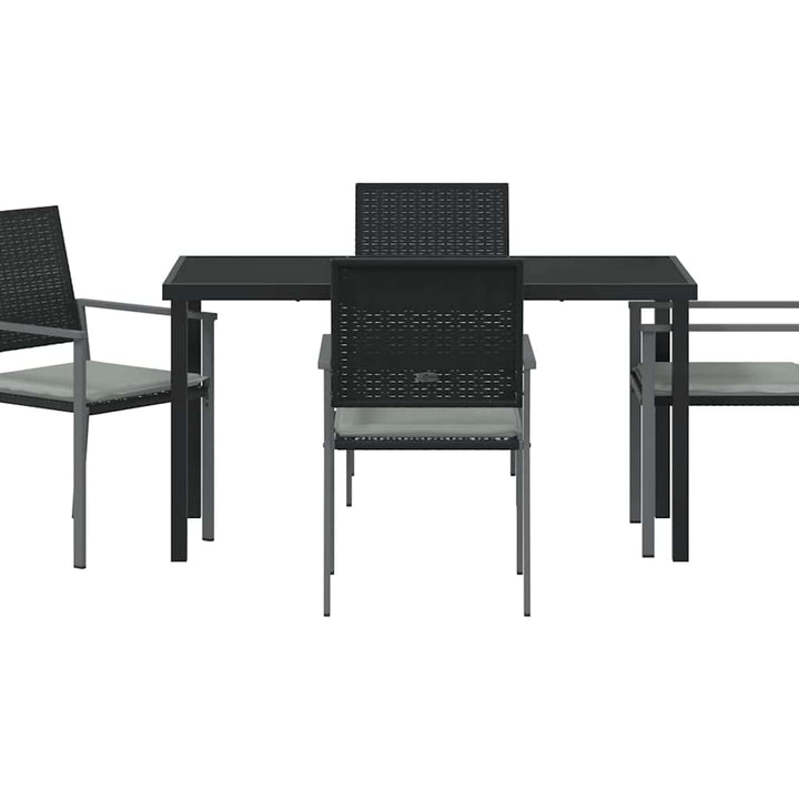 Have Spisebordssæt 5 pcs Sort og Lys Grå PE Rattan