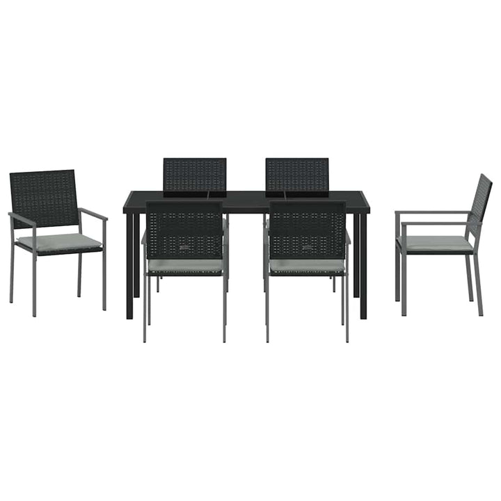 Have Spisebordssæt 7 pcs Sort og Lys Grå PE Rattan