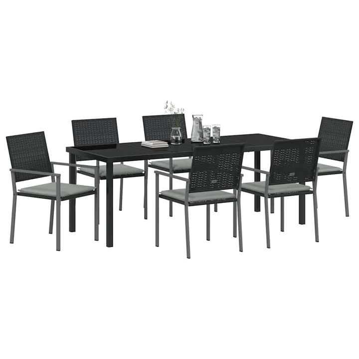 Have Spisebordssæt 7 pcs Sort og Lys Grå PE Rattan