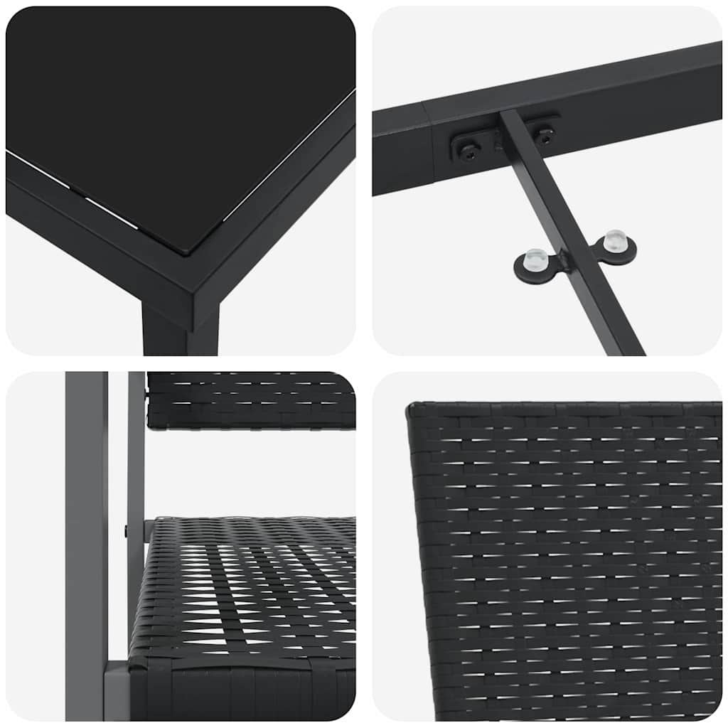 Have Spisebordssæt 3 pcs Sort PE Rattan