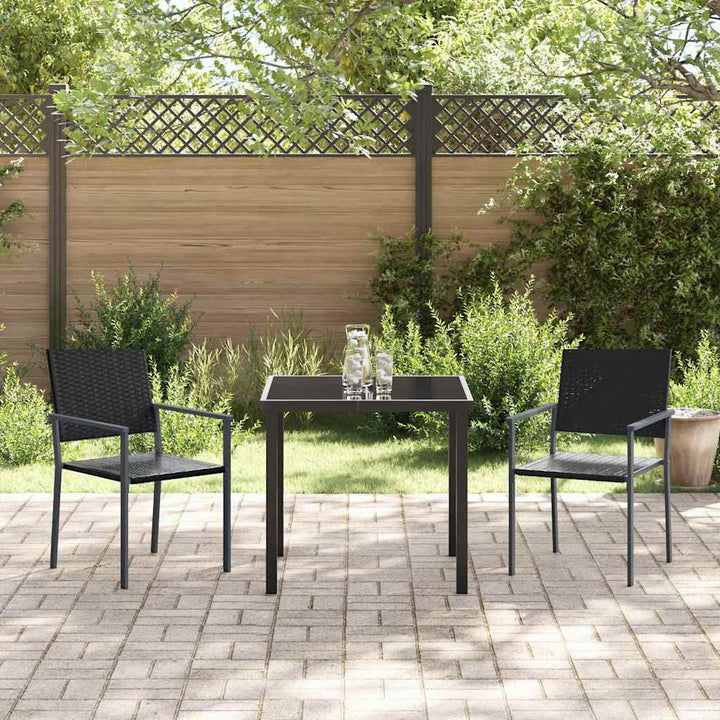 Have Spisebordssæt 3 pcs Sort PE Rattan