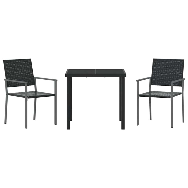 Have Spisebordssæt 3 pcs Sort PE Rattan