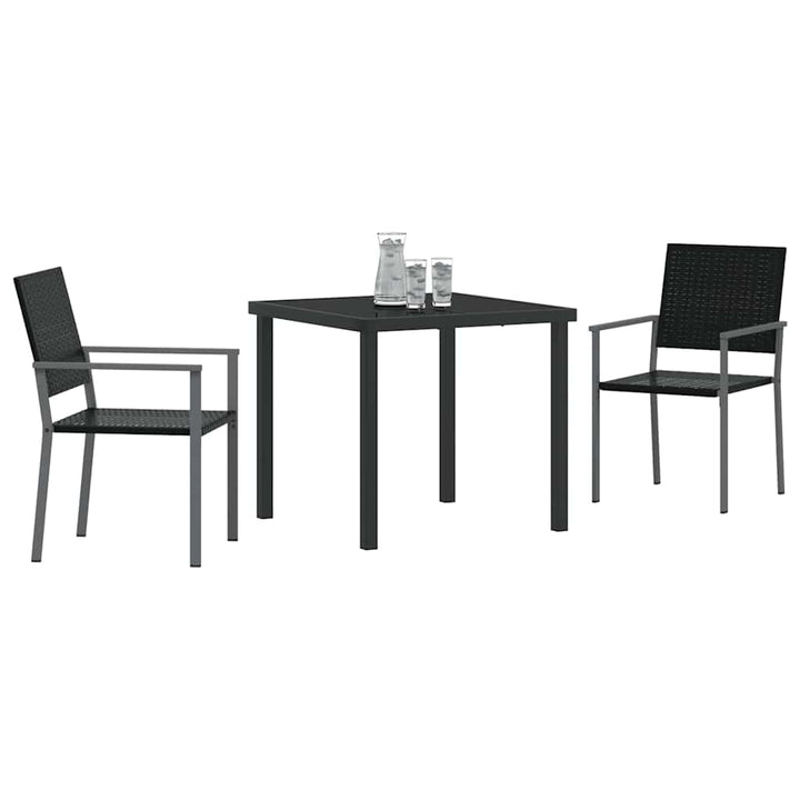 Have Spisebordssæt 3 pcs Sort PE Rattan