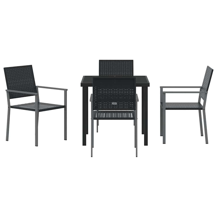 Have Spisebordssæt 5 pcs Sort PE Rattan