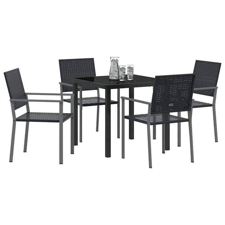 Have Spisebordssæt 5 pcs Sort PE Rattan