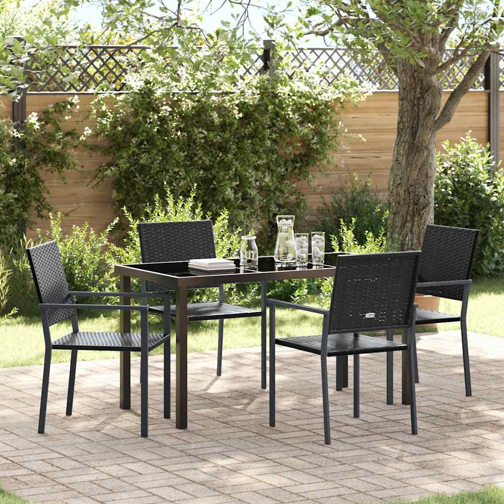 Have Spisebordssæt 5 pcs Sort PE Rattan