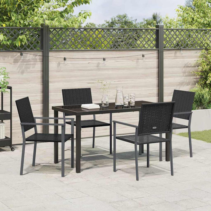 Have Spisebordssæt 5 pcs Sort PE Rattan
