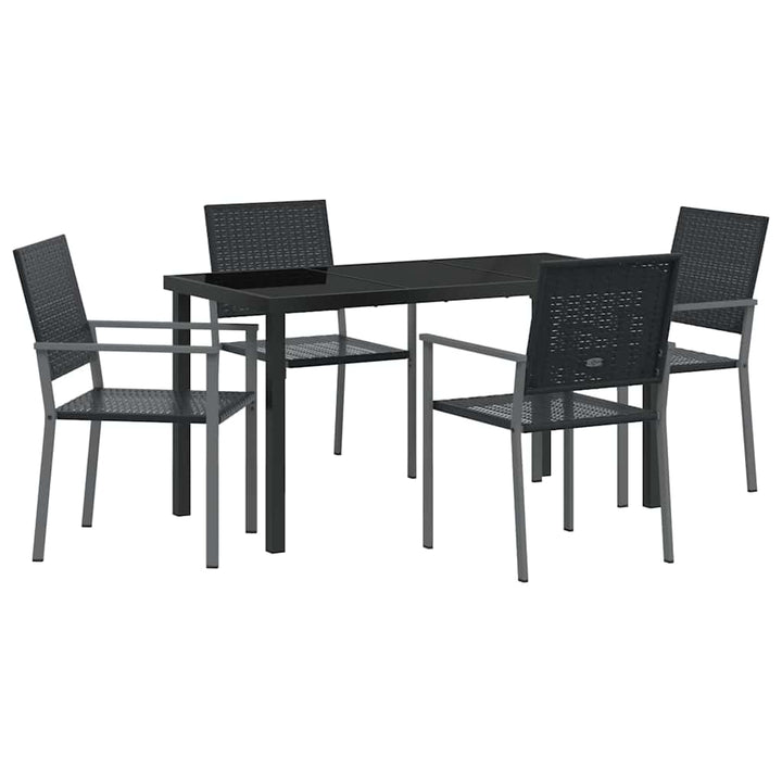 Have Spisebordssæt 5 pcs Sort PE Rattan