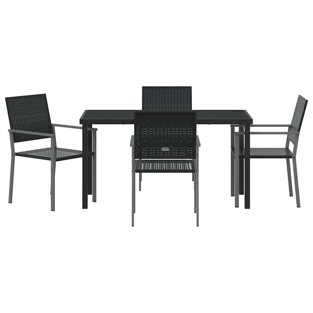 Have Spisebordssæt 5 pcs Sort PE Rattan