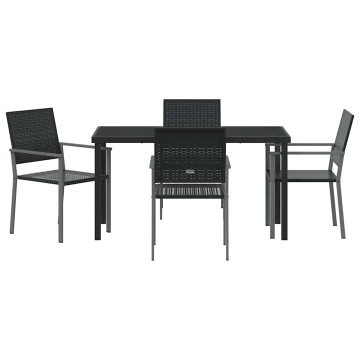 Have Spisebordssæt 5 pcs Sort PE Rattan
