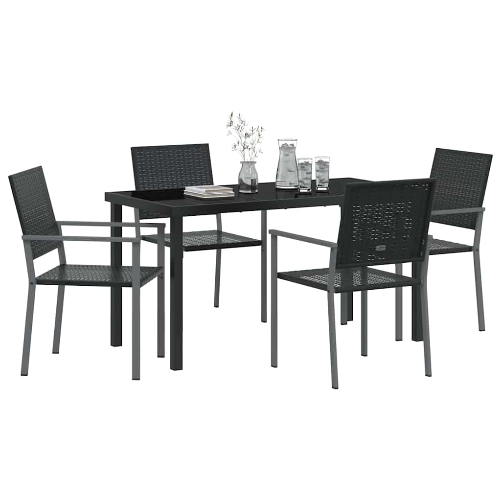 Have Spisebordssæt 5 pcs Sort PE Rattan