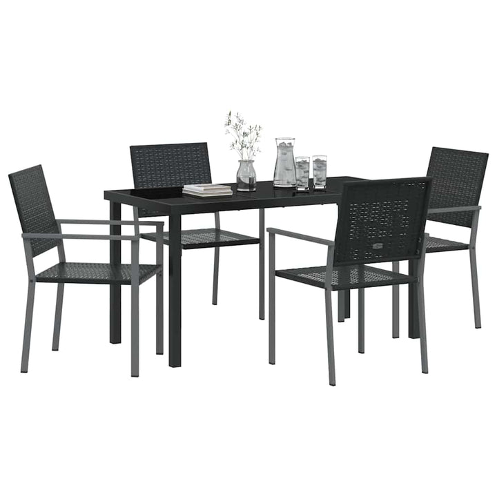 Have Spisebordssæt 5 pcs Sort PE Rattan