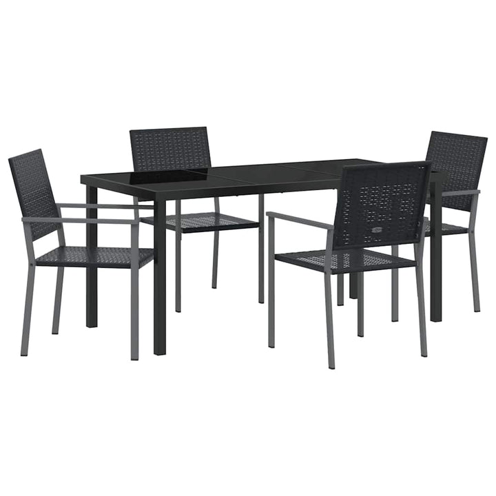 Have Spisebordssæt 5 pcs Sort PE Rattan