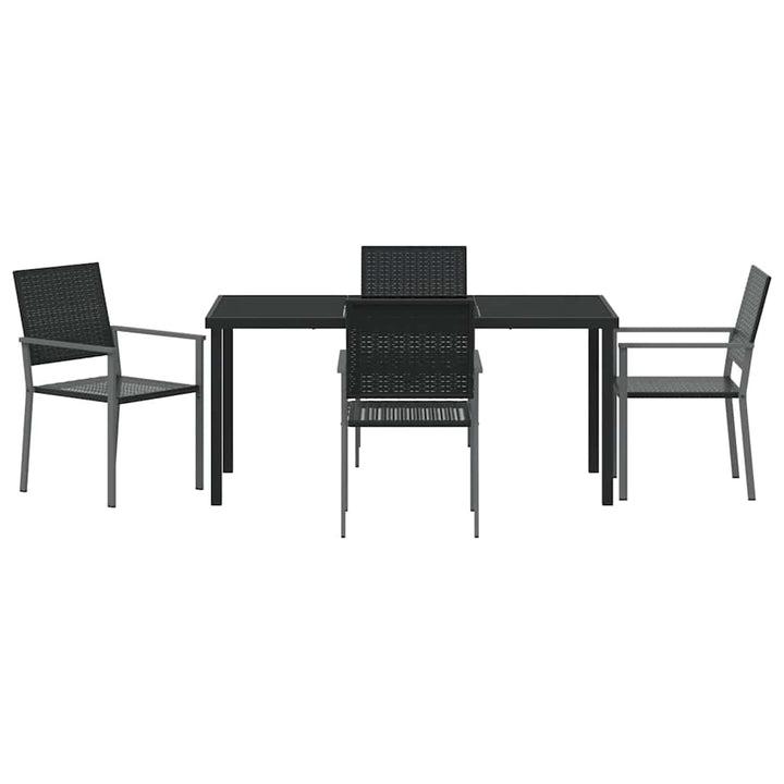 Have Spisebordssæt 5 pcs Sort PE Rattan