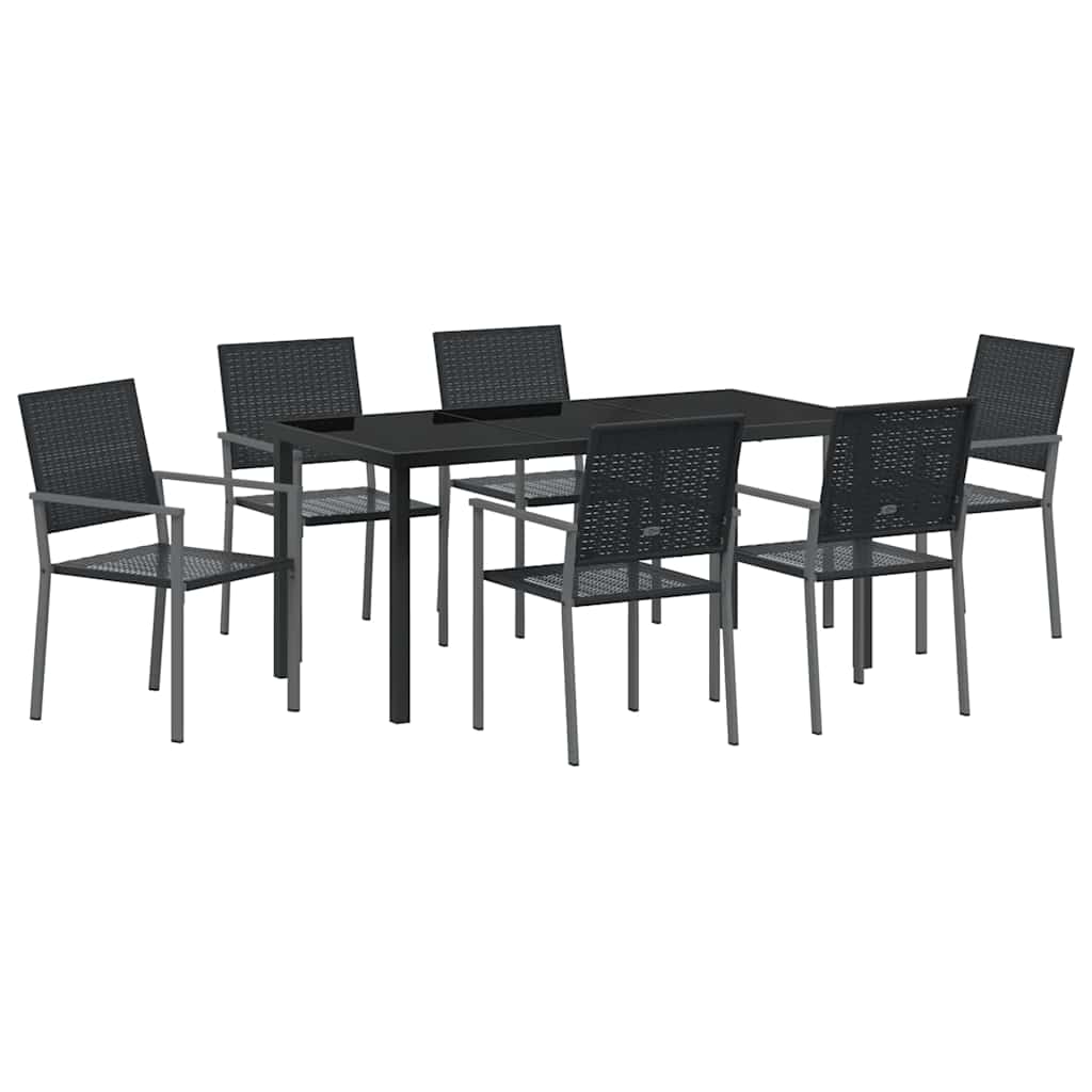 Have Spisebordssæt 7 pcs Sort PE Rattan