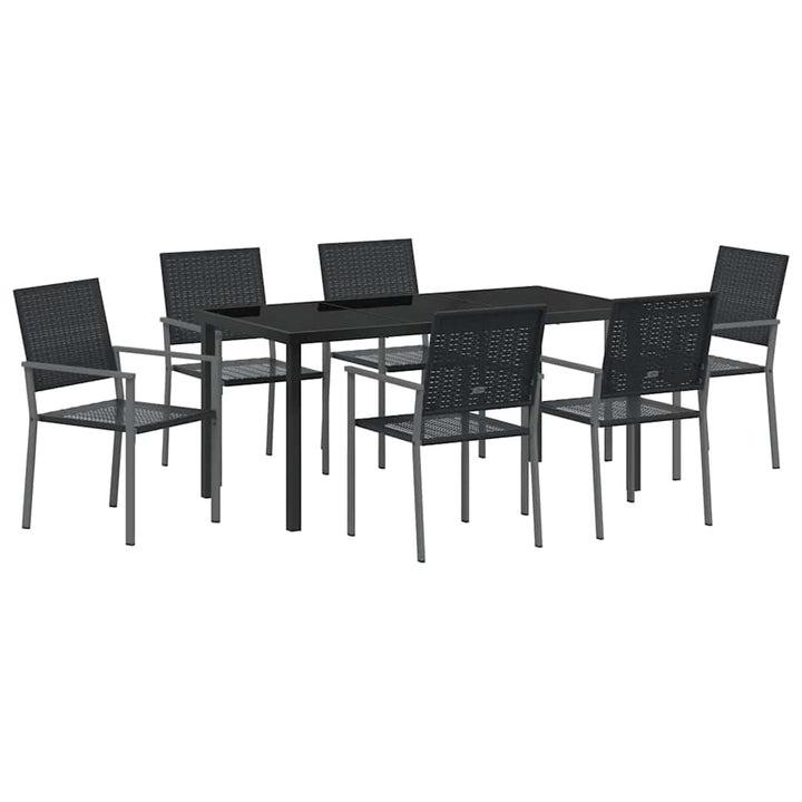 Have Spisebordssæt 7 pcs Sort PE Rattan