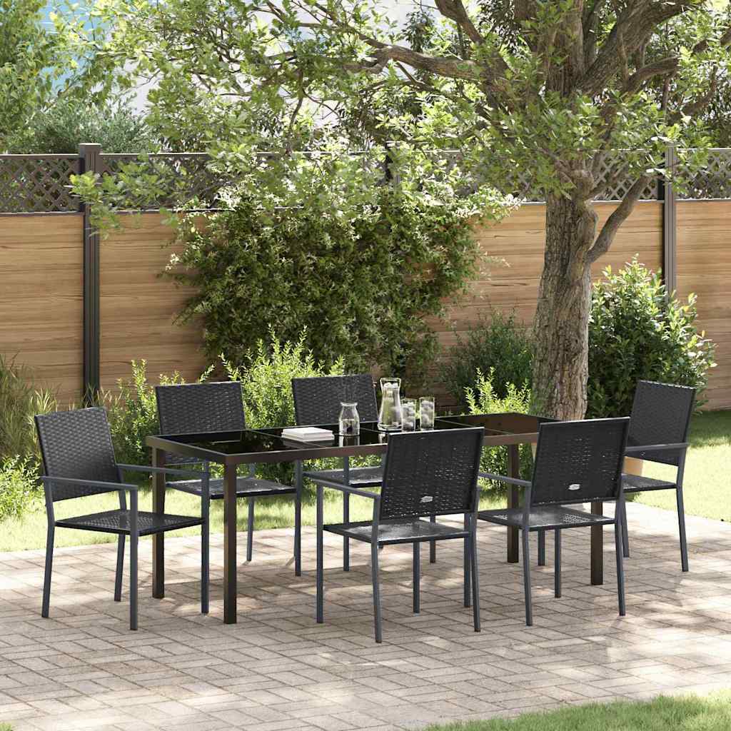 Have Spisebordssæt 7 pcs Sort PE Rattan