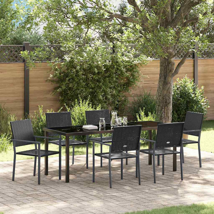 Have Spisebordssæt 7 pcs Sort PE Rattan