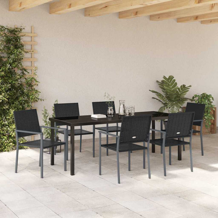 Have Spisebordssæt 7 pcs Sort PE Rattan