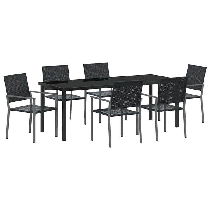 Have Spisebordssæt 7 pcs Sort PE Rattan