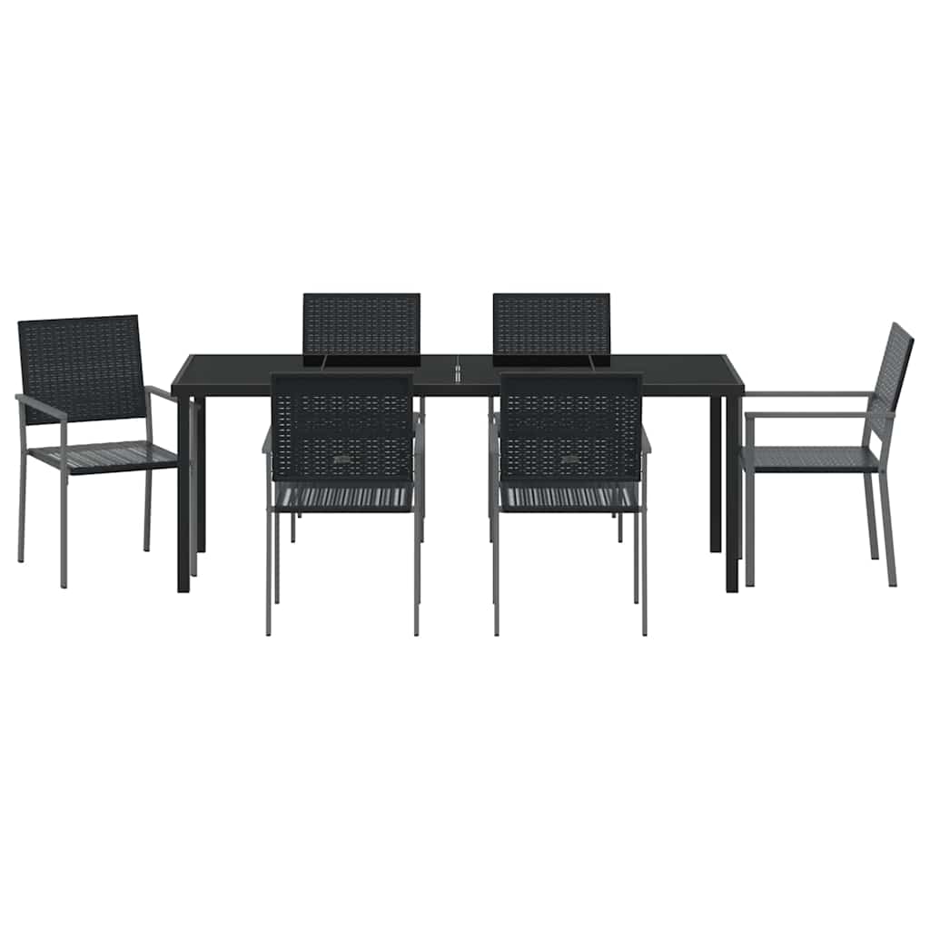 Have Spisebordssæt 7 pcs Sort PE Rattan