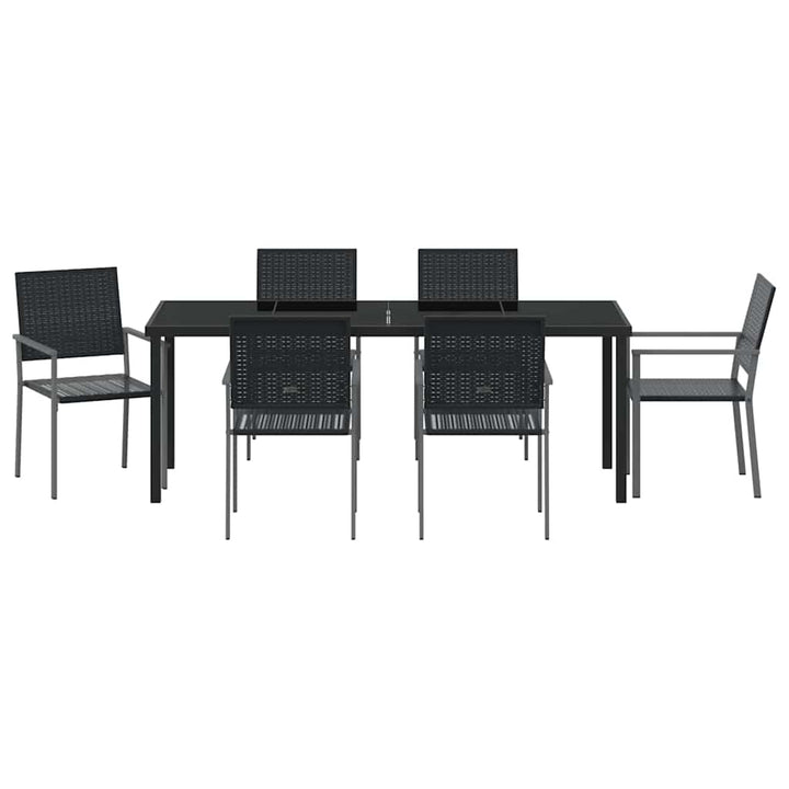 Have Spisebordssæt 7 pcs Sort PE Rattan