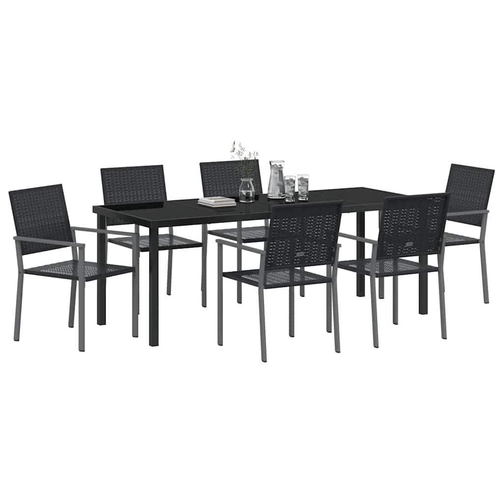 Have Spisebordssæt 7 pcs Sort PE Rattan