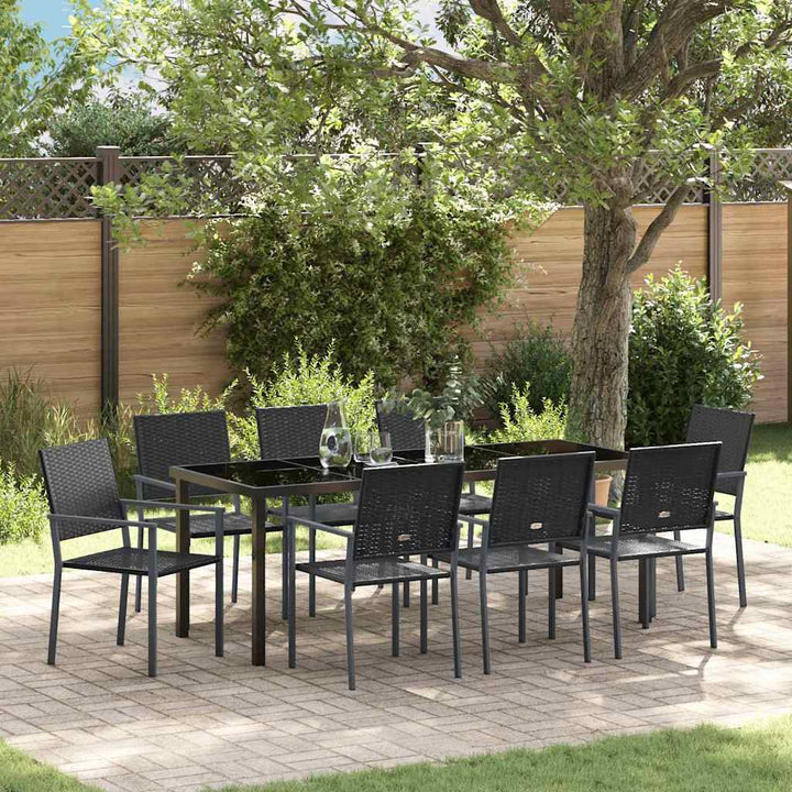Have Spisebordssæt 9 pcs Sort PE Rattan