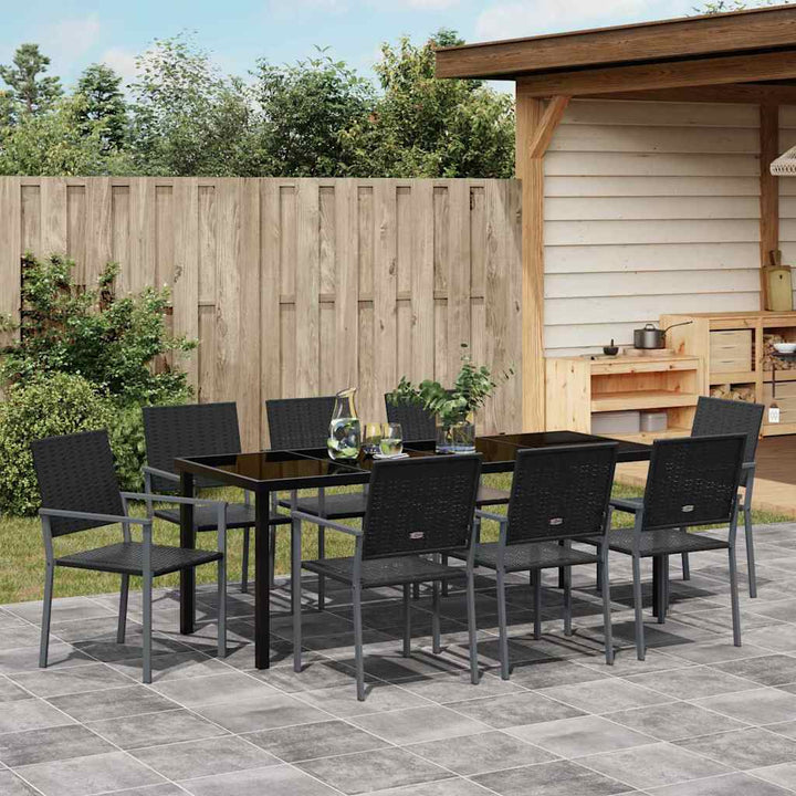 Have Spisebordssæt 9 pcs Sort PE Rattan