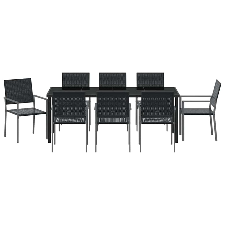 Have Spisebordssæt 9 pcs Sort PE Rattan