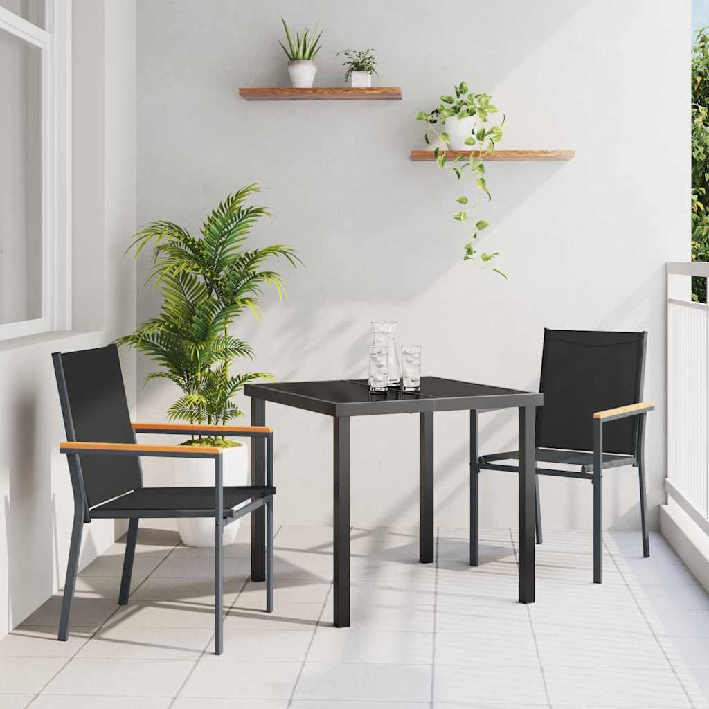 Have Spisebordssæt 3 pcs Sort Pulverlakeret stål