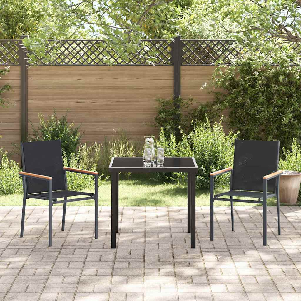 Have Spisebordssæt 3 pcs Sort Pulverlakeret stål