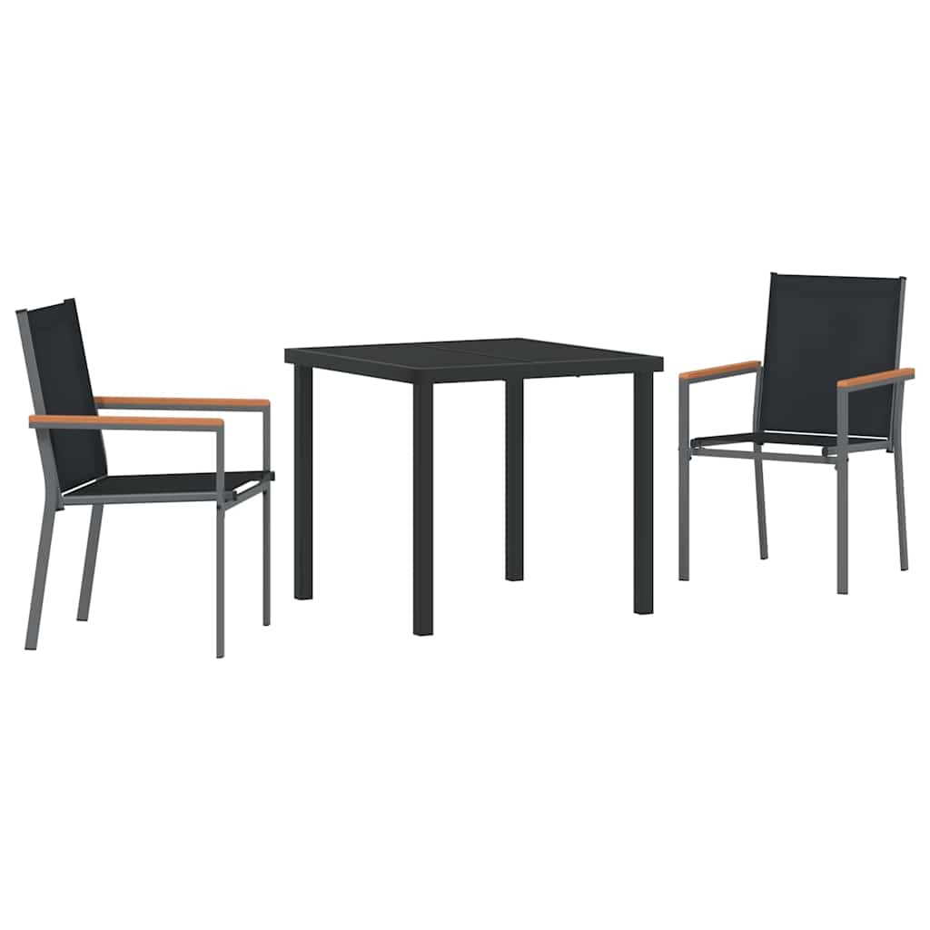 Have Spisebordssæt 3 pcs Sort Pulverlakeret stål