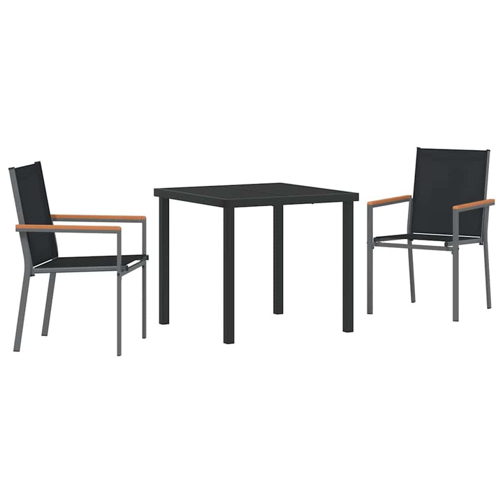 Have Spisebordssæt 3 pcs Sort Pulverlakeret stål