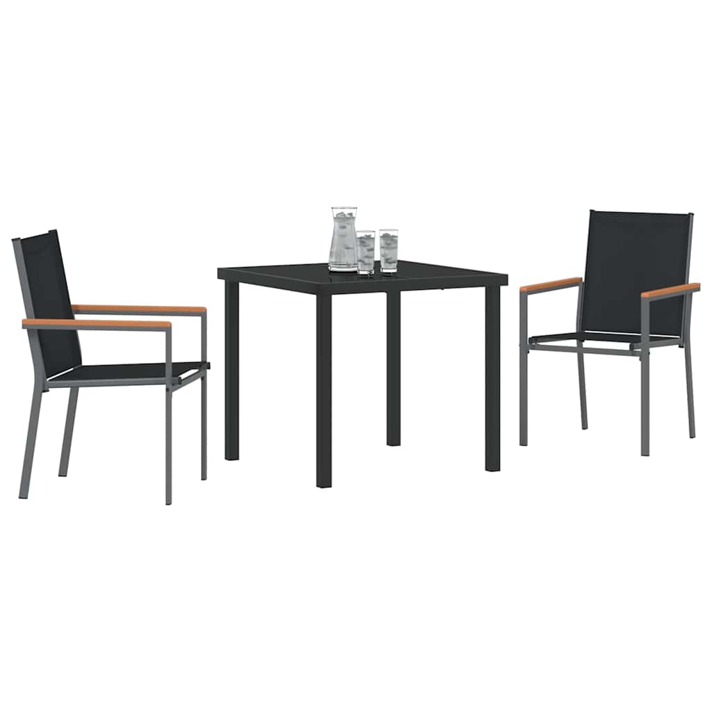 Have Spisebordssæt 3 pcs Sort Pulverlakeret stål