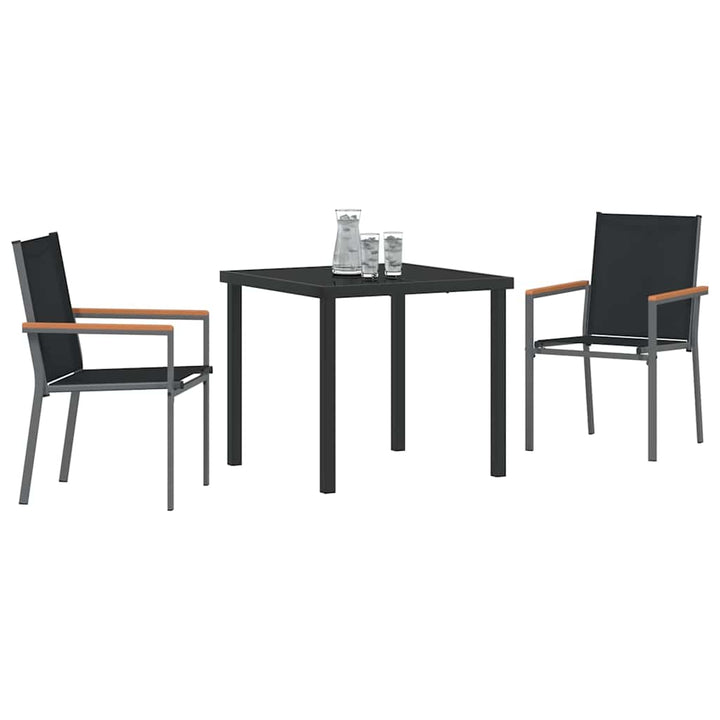 Have Spisebordssæt 3 pcs Sort Pulverlakeret stål