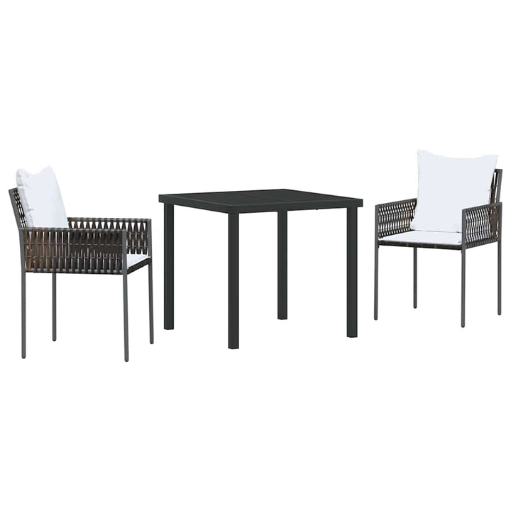 Have Spisebordssæt 3 pcs Brun og sort PE Rattan