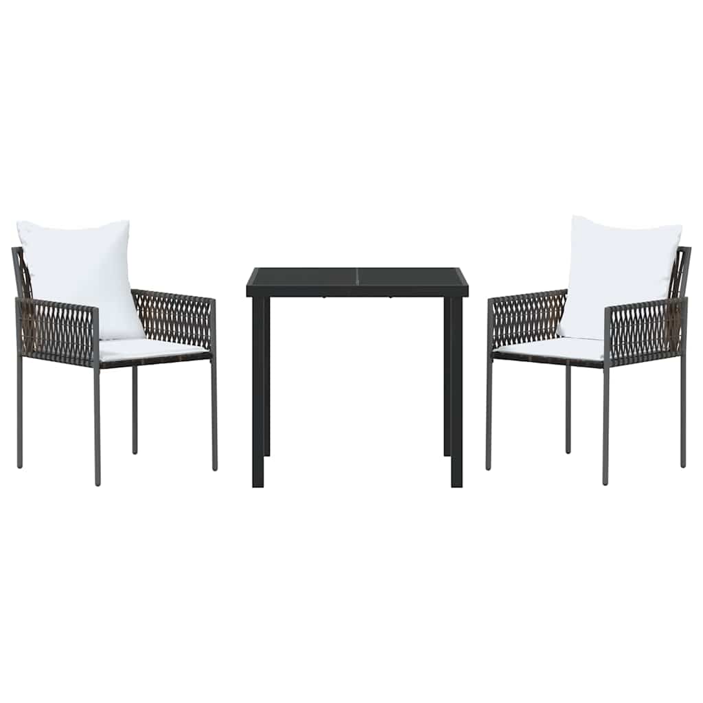 Have Spisebordssæt 3 pcs Brun og sort PE Rattan