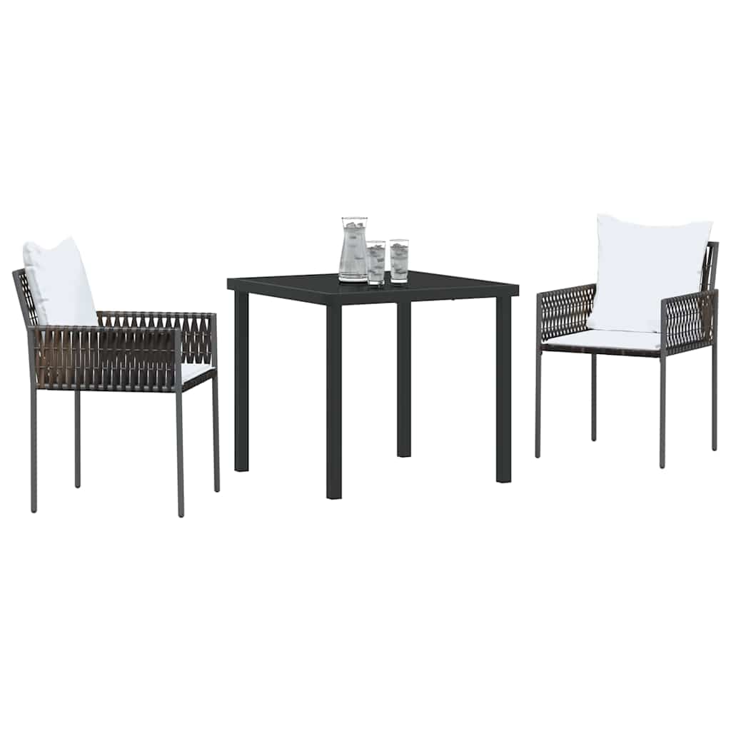 Have Spisebordssæt 3 pcs Brun og sort PE Rattan