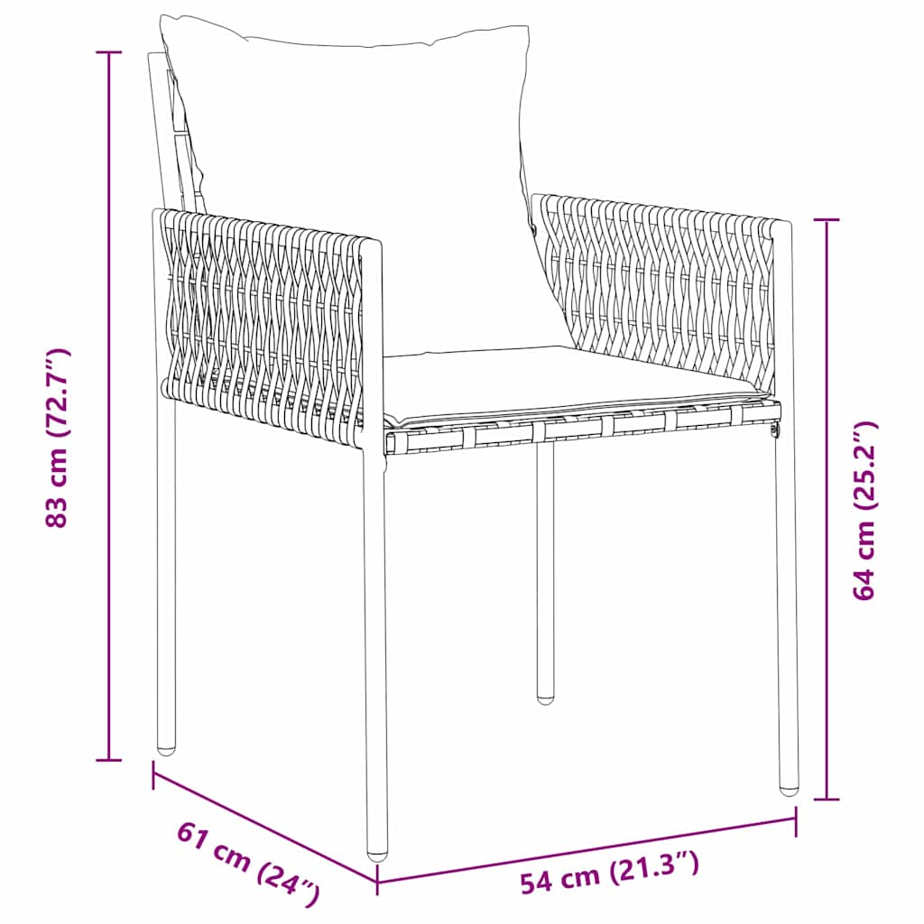 Have Spisebordssæt 3 pcs Brun og sort PE Rattan