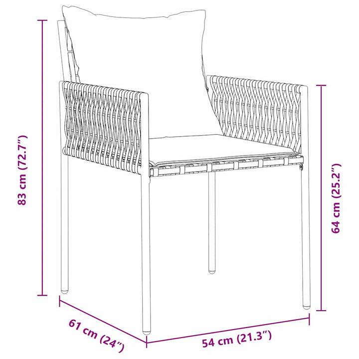 Have Spisebordssæt 3 pcs Brun og sort PE Rattan